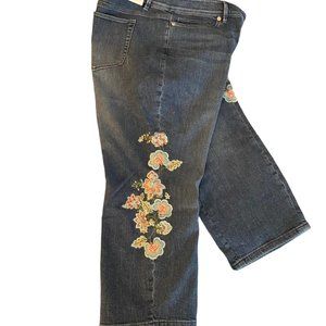 J. Jill Flower Embroidered Cropped Jeans - Size P16